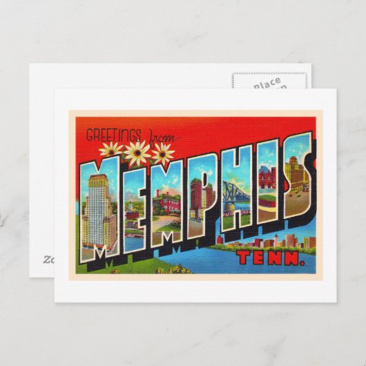Carte postale ancienne grande lettre de Memphis Te (Devant / Derrière)