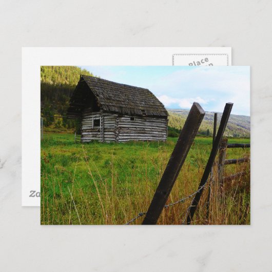 Carte Postale Ancienne grange abandonnée en campagne avec clôtur (Devant / Derrière)