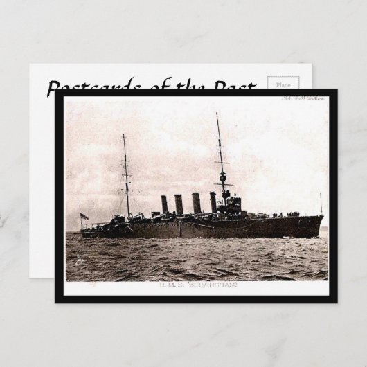 Carte postale ancienne - HMS Birmingham (Devant / Derrière)