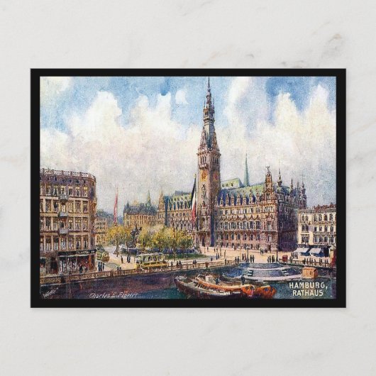 Carte postale ancienne - Hôtel de ville, Hambourg, (Devant)