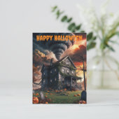 Carte Postale Ancienne maison d'Halloween & tornade (Debout devant)