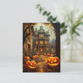 Carte Postale Ancienne maison Éffrayante hantée Halloween (Debout devant)