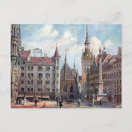 Carte postale ancienne - Marienplatz, Munich. (Devant)