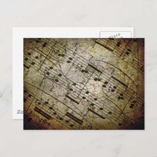 Carte Postale Ancienne partition musicale, notes de musique grun (Devant / Derrière)