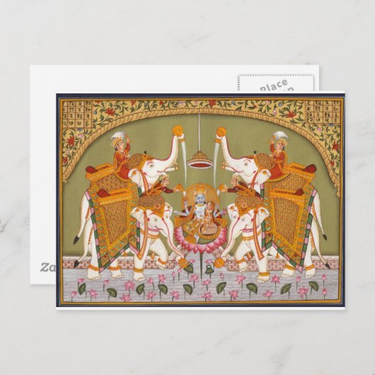 CARTE POSTALE ANCIENNE PEINTURE INDIENNE SEIGNEUR VISHNU HINDU D (Devant / Derrière)