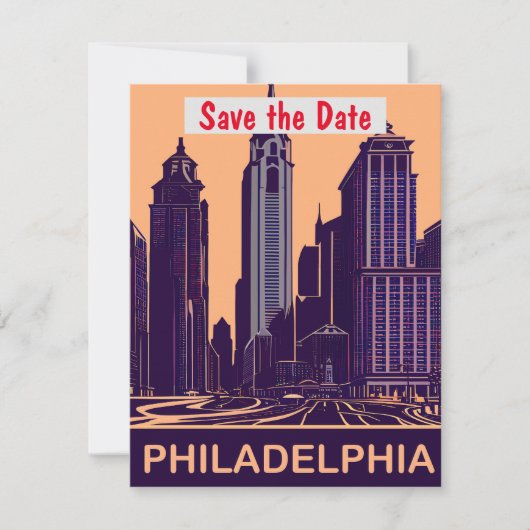 Carte postale ancienne "Philadelphia Save the Date (Devant)