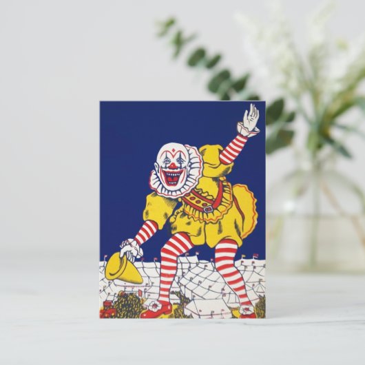 Carte postale ancienne publicité clown (Debout devant)