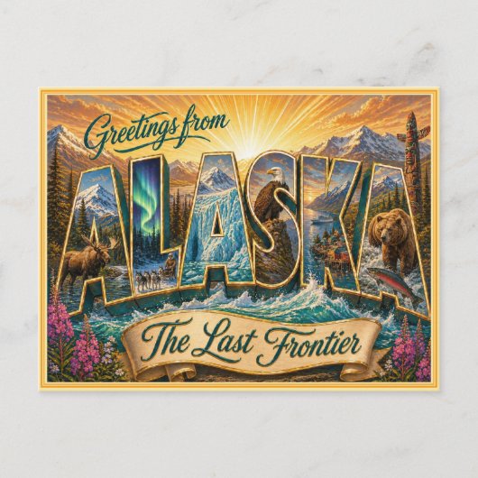 Carte postale ancienne : Salutation d'Alaska (Devant)