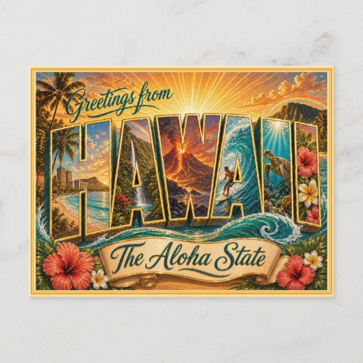 Carte postale ancienne : Salutation d'Hawaï (Devant)