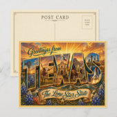 Carte Postale Ancienne Salutation Du Texas (Devant / Derrière)