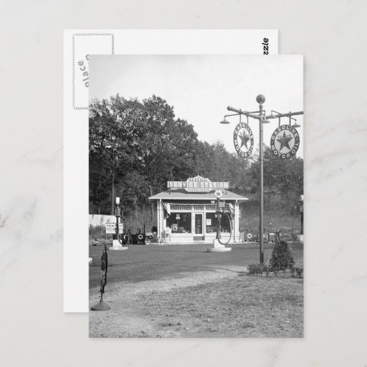 Carte Postale Ancienne station-service, 1925 (Devant / Derrière)