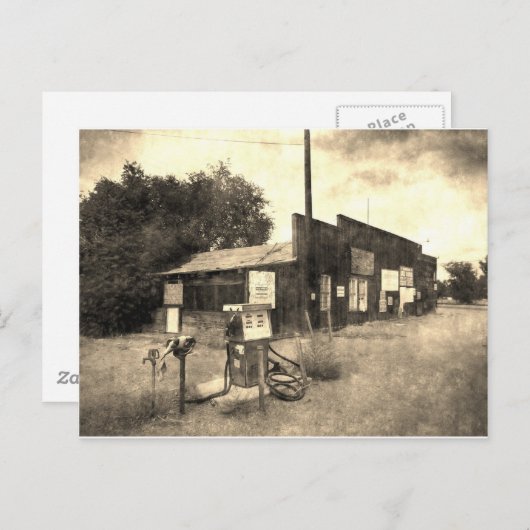 Carte Postale Ancienne station-service Vintage (Devant / Derrière)