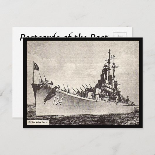 Carte postale ancienne - USS Des Moines (Devant / Derrière)