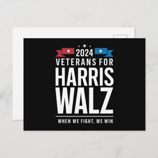 Carte Postale Anciens Combattants Pour Harris Walz Présidentiell (Devant / Derrière)