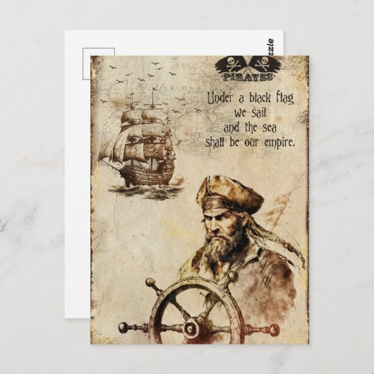 Carte Postale Anciens pirates du navire des Caraïbes Capitaine D (Devant / Derrière)