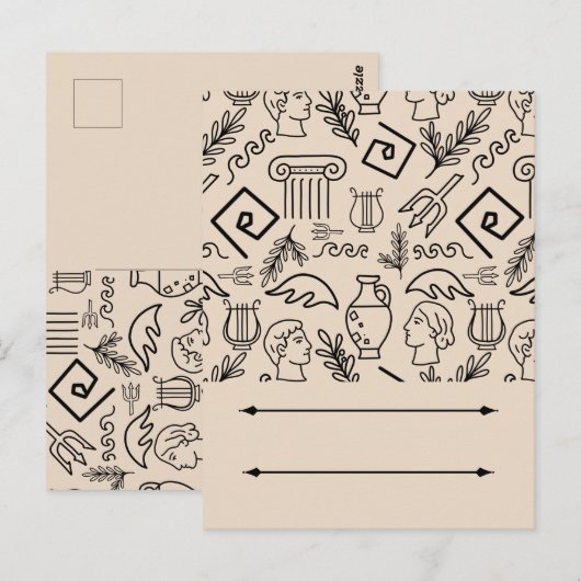 Carte Postale Ancient Greece Line Art Pattern (Devant / Derrière)