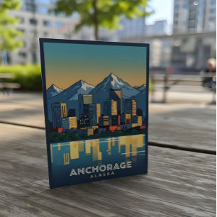 Carte Postale Ancrage Alaska skyline avec montagnes et eau