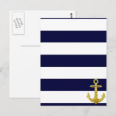 Carte Postale Ancrage or rayures nautiques (Devant / Derrière)
