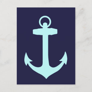 Carte Postale Ancre Aqua sur Arrière - plan bleu marine.