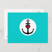 Carte Postale Ancre avec coeur (Devant / Derrière)