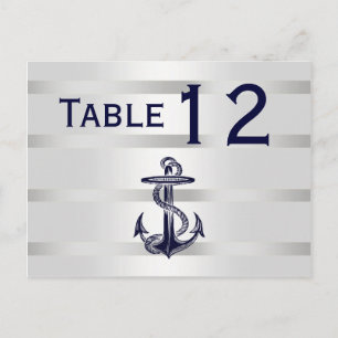 Carte Postale Ancre Blu de la marine nautique Argent Wht H Numér