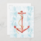 Carte Postale Ancre d'aquarelle bleue (Devant / Derrière)