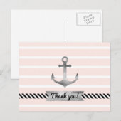 Carte Postale Ancre d'aquarelle rose pâle Texte personnalisé (Devant / Derrière)