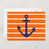 Carte Postale Ancre de la Marine sur Orange Stripe (Devant / Derrière)