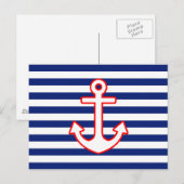 Carte Postale Ancre de style nautique sur les bandes (Devant / Derrière)