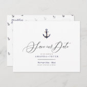 Carte Postale Ancre élégante, Nautique Enregistrer la date (Devant / Derrière)
