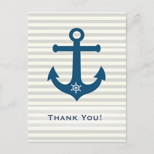 Carte Postale Ancre et bateaux roues rayures -Merci (Devant)