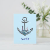 Carte Postale Ancre et phare personnalisables (version 1) (Debout devant)