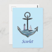 Carte Postale Ancre et phare personnalisables (version 1) (Devant / Derrière)