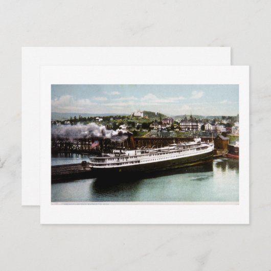 Carte Postale Ancre Line Dock, Marquette, Michigan 1908 (Devant / Derrière)