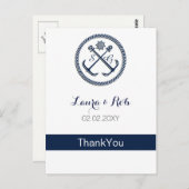 Carte Postale Ancre Monogrammes, Mariage nautique (Devant / Derrière)