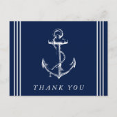 Carte Postale Ancre Naútica Bleu Marine Merci (Devant)