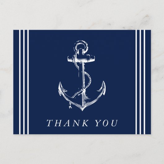 Carte Postale Ancre Naútica Bleu Marine Merci (Devant)