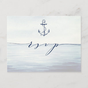 Carte Postale Ancre nautique Aquarelle Ocean Meal Choice RSVP