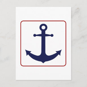Carte Postale Ancre nautique - Blanc rouge et Bleu