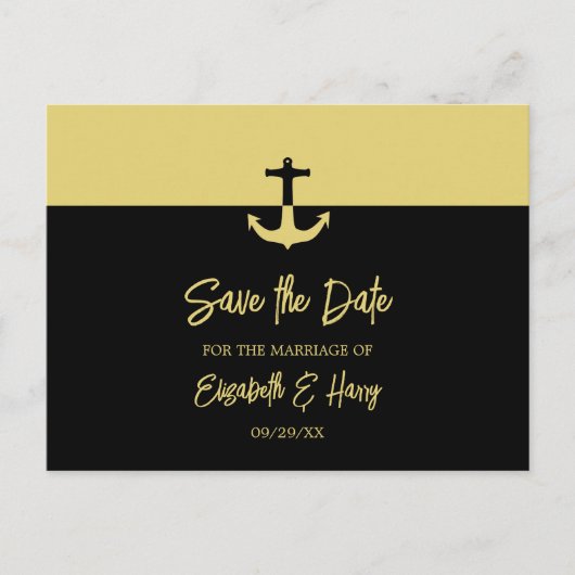 Carte Postale Ancre Nautique, Mariage Plage Enregistrer La Date (Devant)