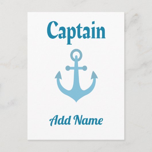 Carte Postale Ancre personnalisée du capitaine de bateau (Devant)