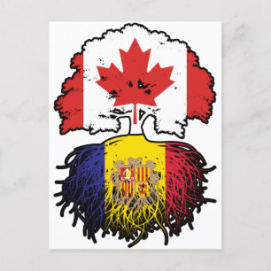 Carte Postale Andorre Andorre Canada drapeau des racines d'arbre