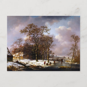 Carte Postale Andreas Schelfhout Paysage hivernal