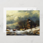 Carte Postale Andreas Schelfhout Paysage néerlandais avec figure (Devant / Derrière)