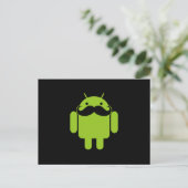Carte Postale Android Robot Moustache Style sur Noir (Debout devant)