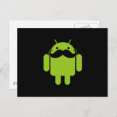 Carte Postale Android Robot Moustache Style sur Noir (Devant / Derrière)
