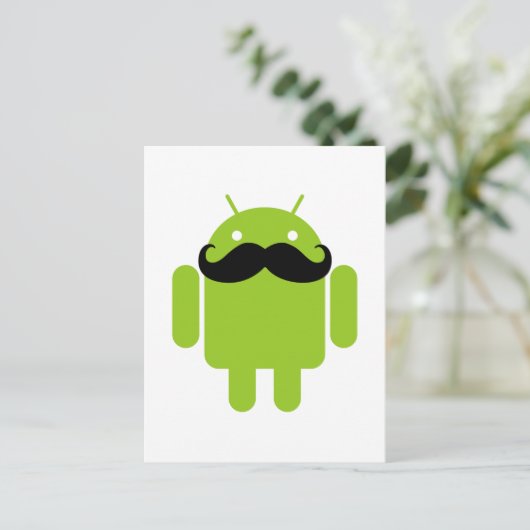 Carte Postale Android Robot Whimsache Style Mustache (Debout devant)