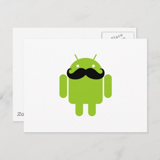 Carte Postale Android Robot Whimsache Style Mustache (Devant / Derrière)