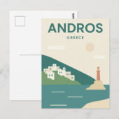 Carte Postale Andros Grèce minimaliste (Devant / Derrière)