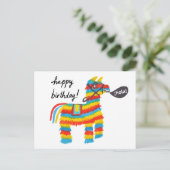 Carte Postale Âne à piñata aquarelle coloré JOYEUX ANNIVERSAIRE (Debout devant)